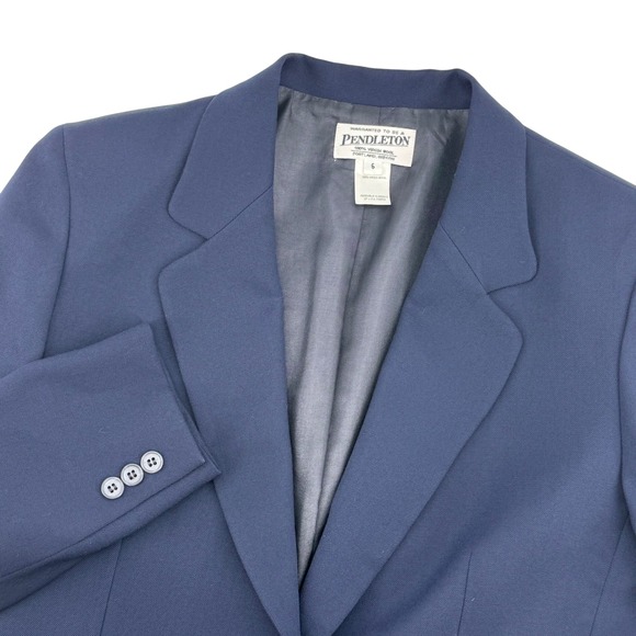 Pendleton Blazer Womens Size 6 Navy Blue 100% Virgin Wool Career Office - Picture 1 of 5